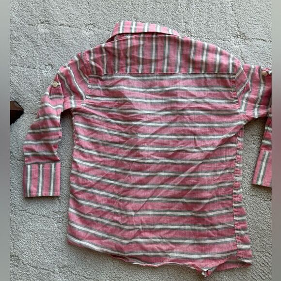 Elie baleh button down shirt for boys. Red Striped lightweight cotton sz3 - Picture 4 of 6